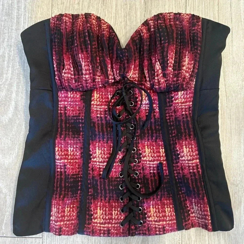 Bebe black and red corset top.